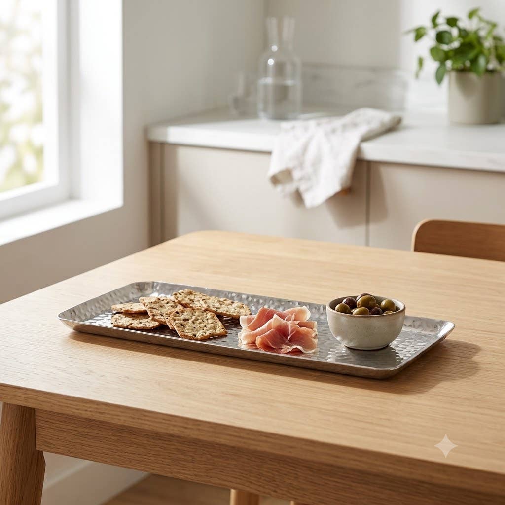 Hammered Rectangle Plate - Silver