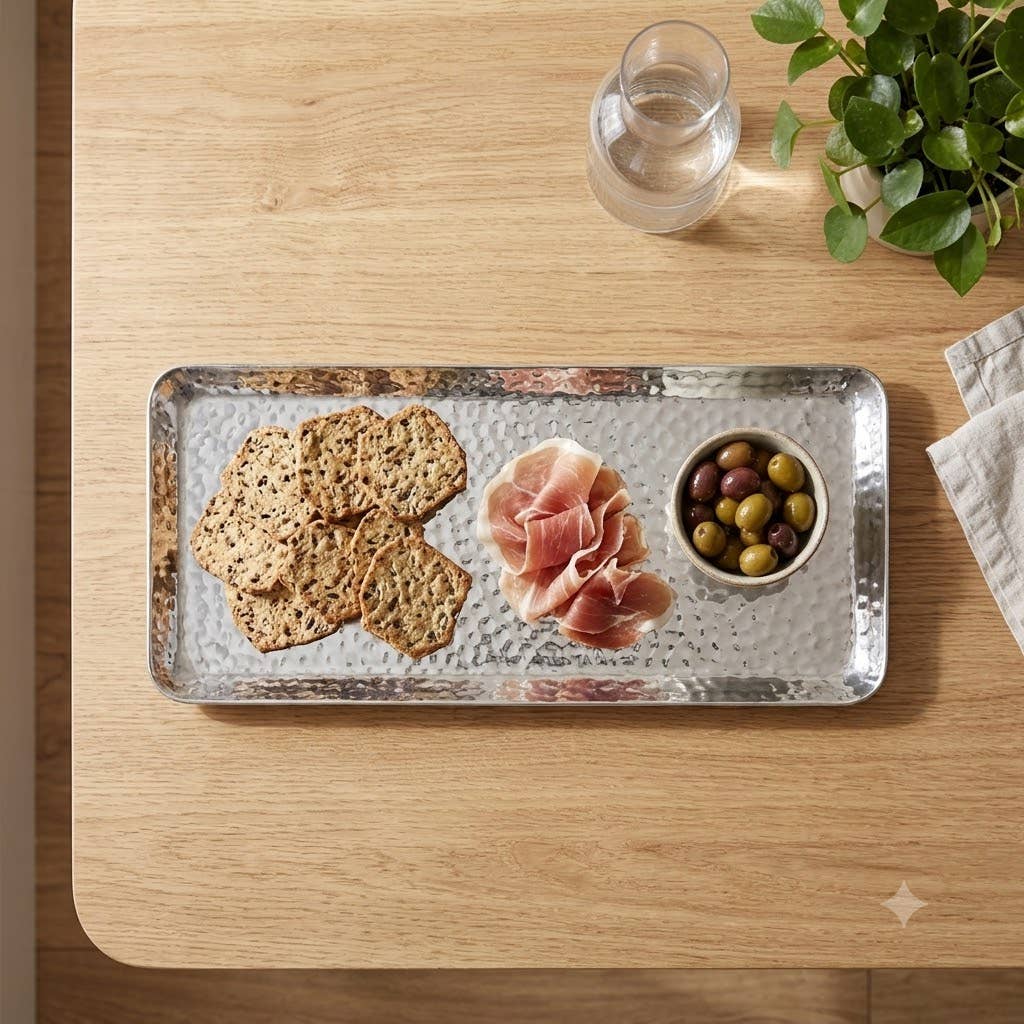 Hammered Rectangle Plate - Silver