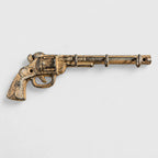 Revolver Gun Wall Hook, Rustic Tan Cast Iron Western Decor, 9.5"