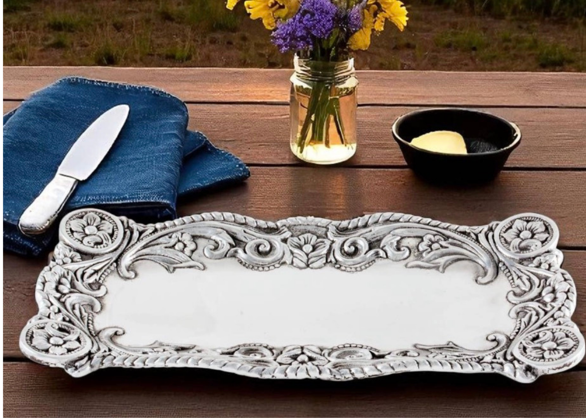 SILVER CONCHO SERVING TRAY