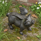 Flying Pig Figurine, Cast Iron Shelf or Tabletop Home Decor, 4"