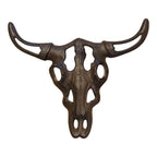 Bull Skull Wall Plaque, Cast Iron Western Ranch Wall Decor, 11"