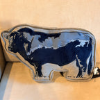 Cattle Talk Black Angus cow pillow, western ranch style home decor in stock detail