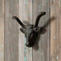 Bull Head Wall Hook, Cast Iron Western Ranch for Coats, Keys or Hats, 3.5"