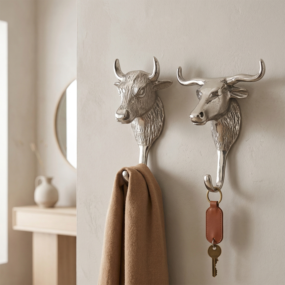 Decorative Bull Wall Hooks (2 Styles)