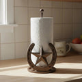 Star and Horseshoe Paper Towel Holder, Western Cast Iron, 12.1"