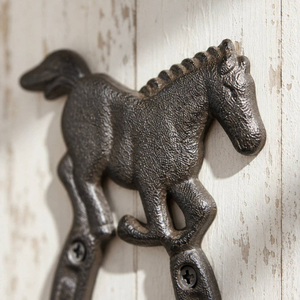 Horseshoe Wall Hook, Cast Iron for Coats, Hats or Leashes, 5.7"