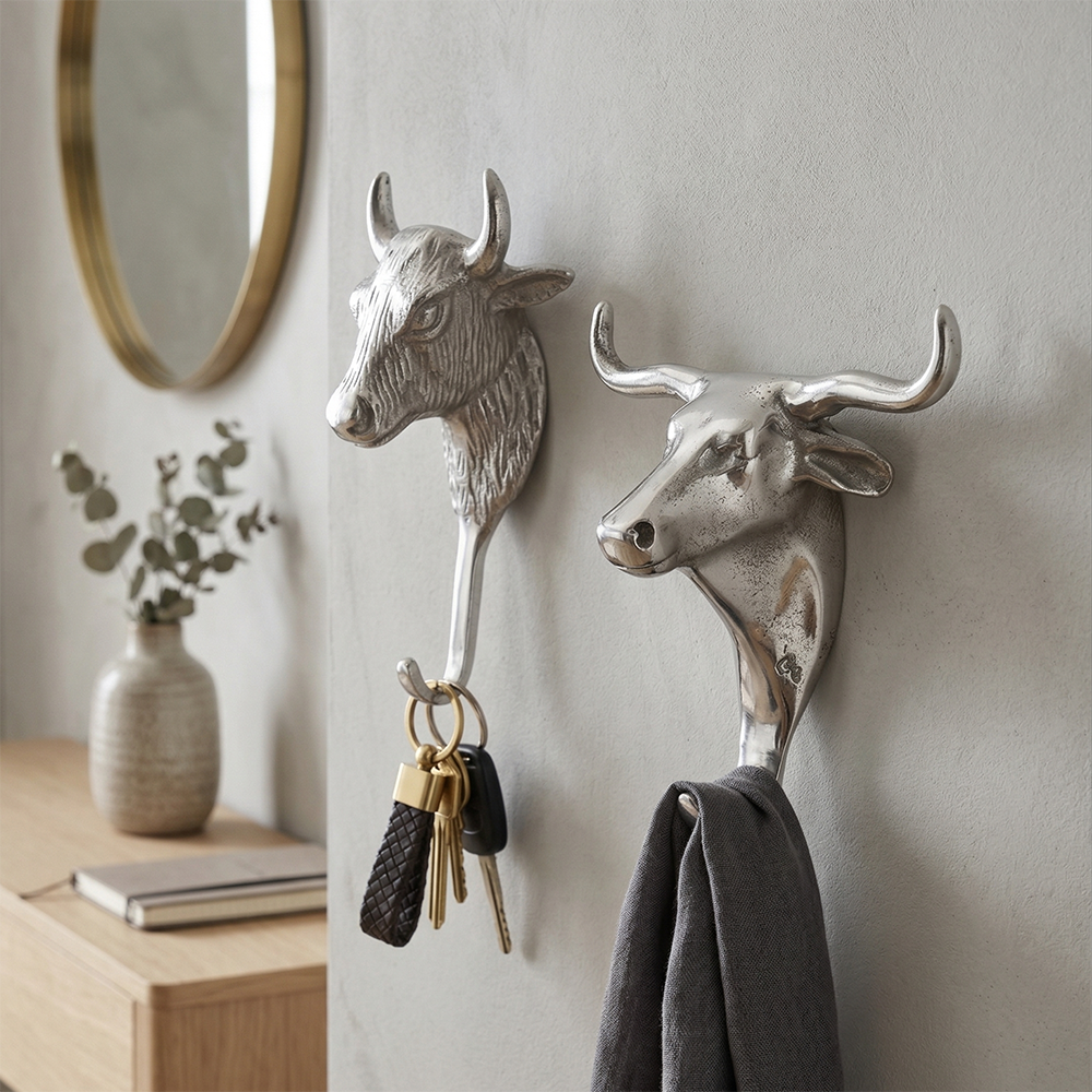 Decorative Bull Wall Hooks (2 Styles)