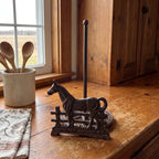 Horse Paper Towel Holder, Cast Iron Western Kitchen Stand, 12.5"
