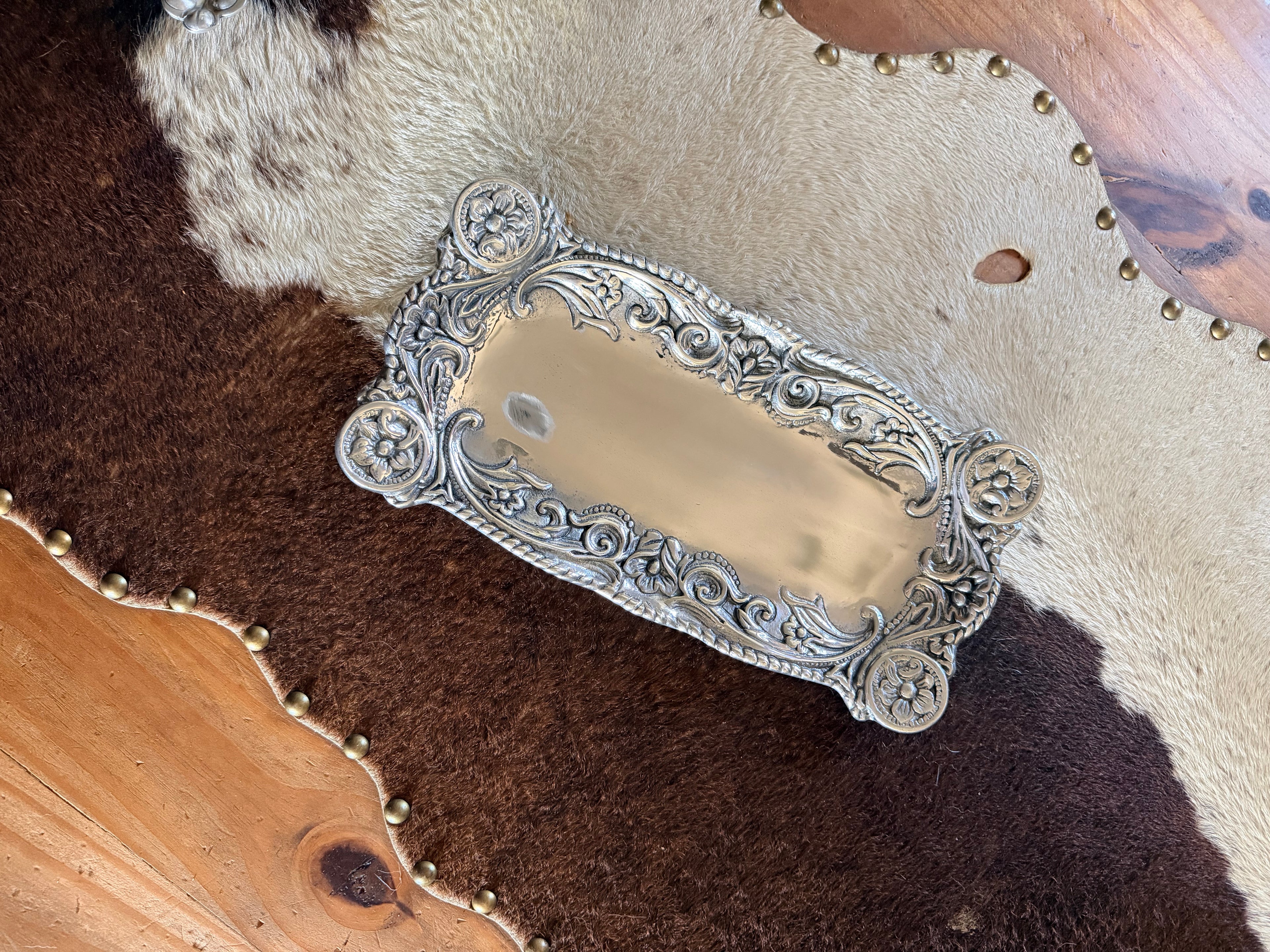 SILVER CONCHO SERVING TRAY