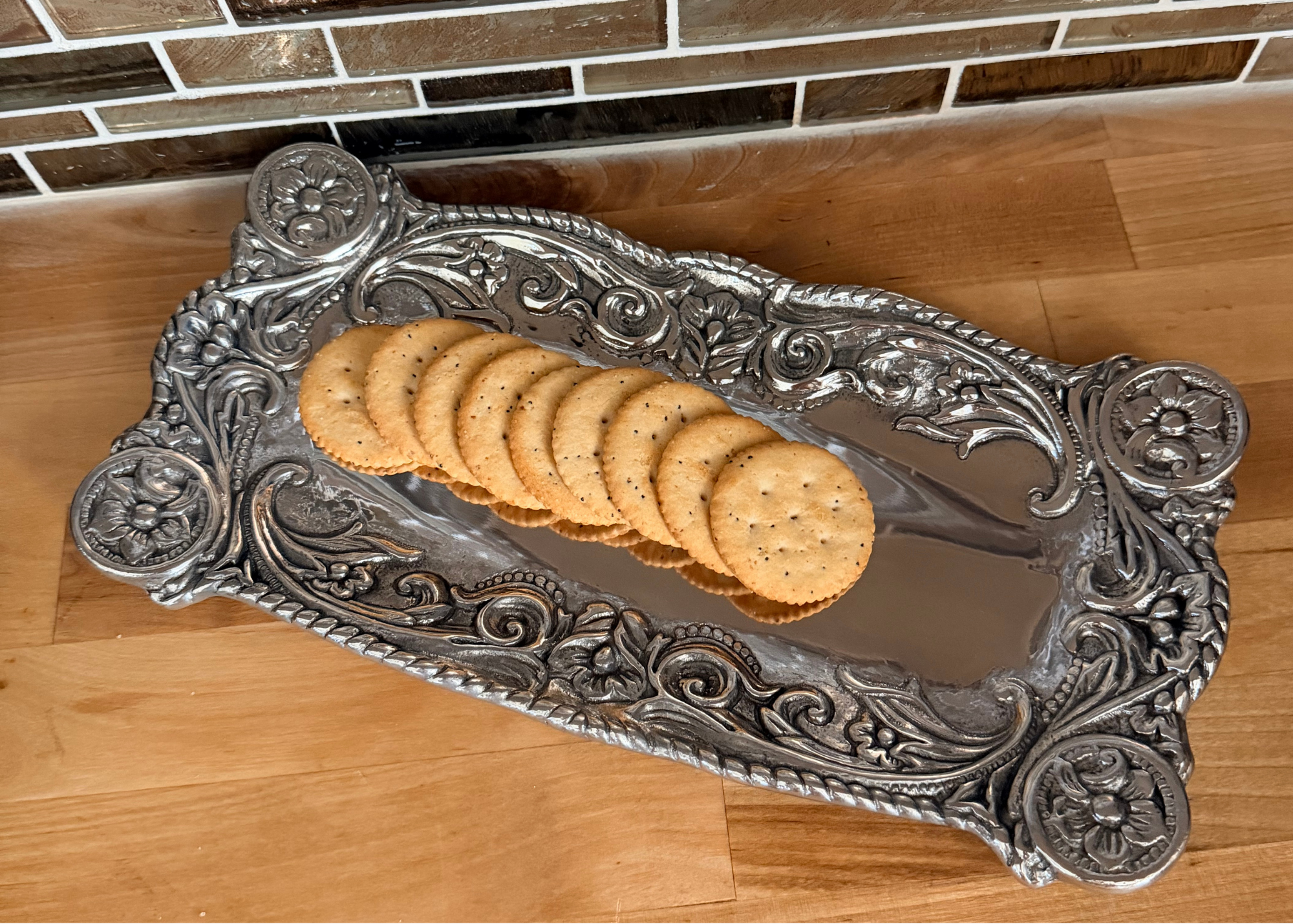 SILVER CONCHO SERVING TRAY