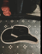 Moody Midnight western cowboy hat accent rug, ranch style home decor detail
#2