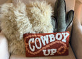 Cowboy Up hand hooked pillow, rustic western home decor #1