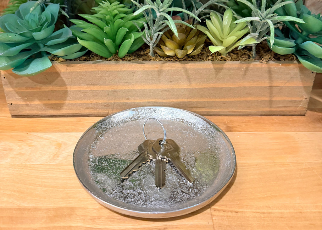Aluminum 5 inch drink coaster slightly rough textured finish, western barware home decor in stock styled
