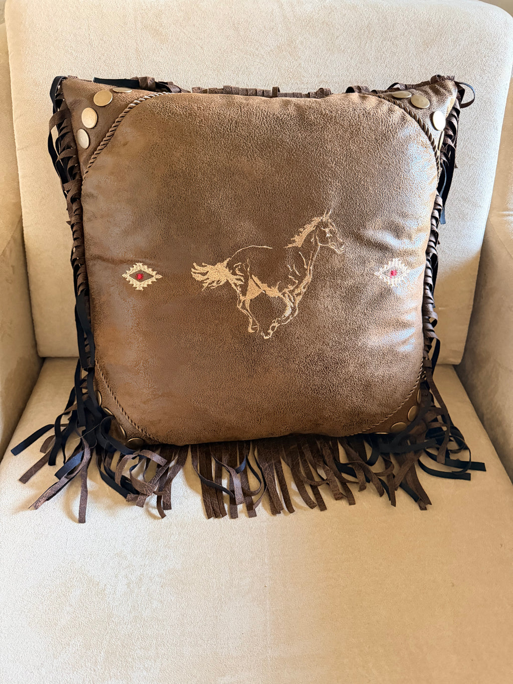 Embroidered Horse pillow