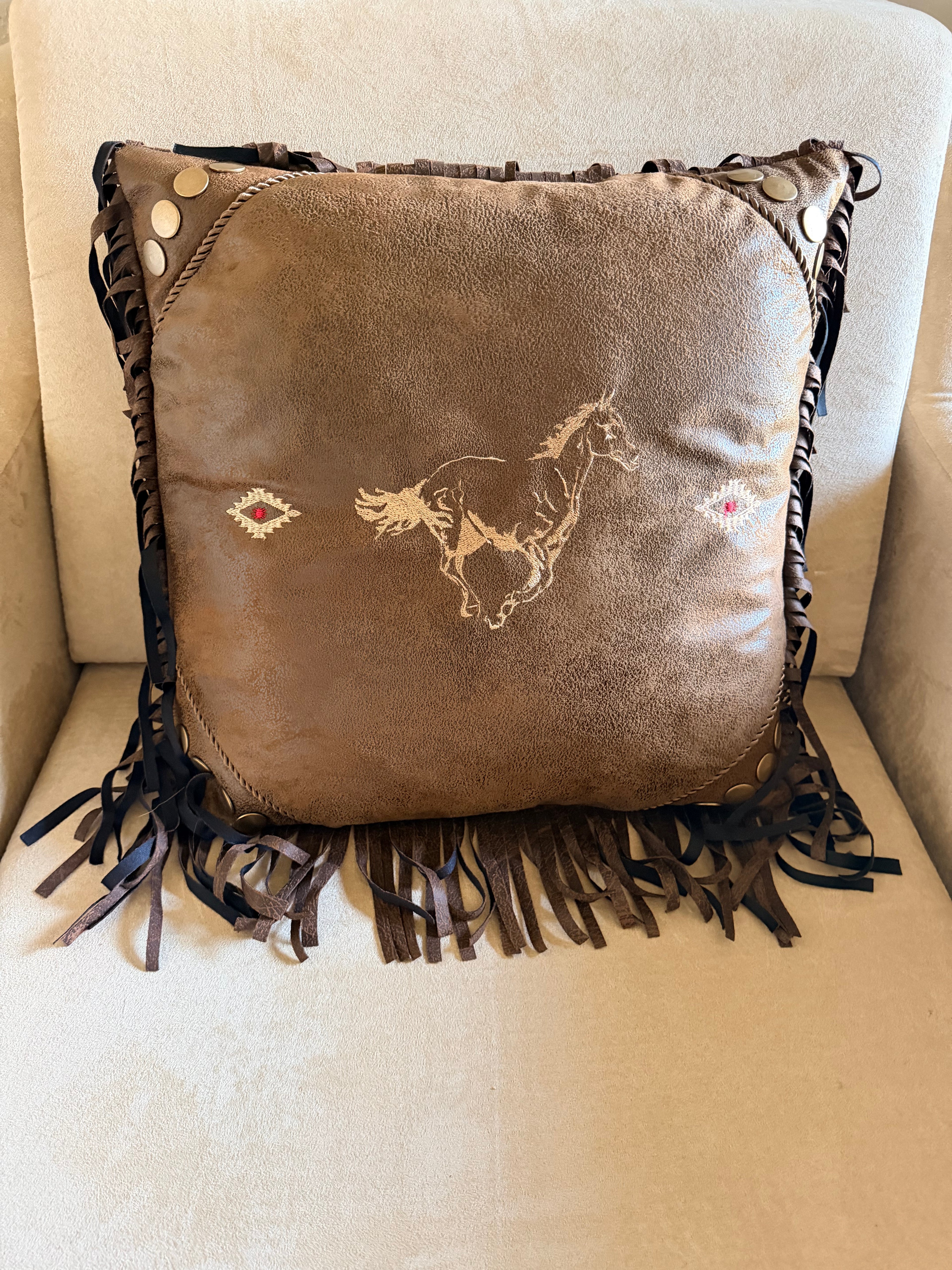 Embroidered Horse pillow