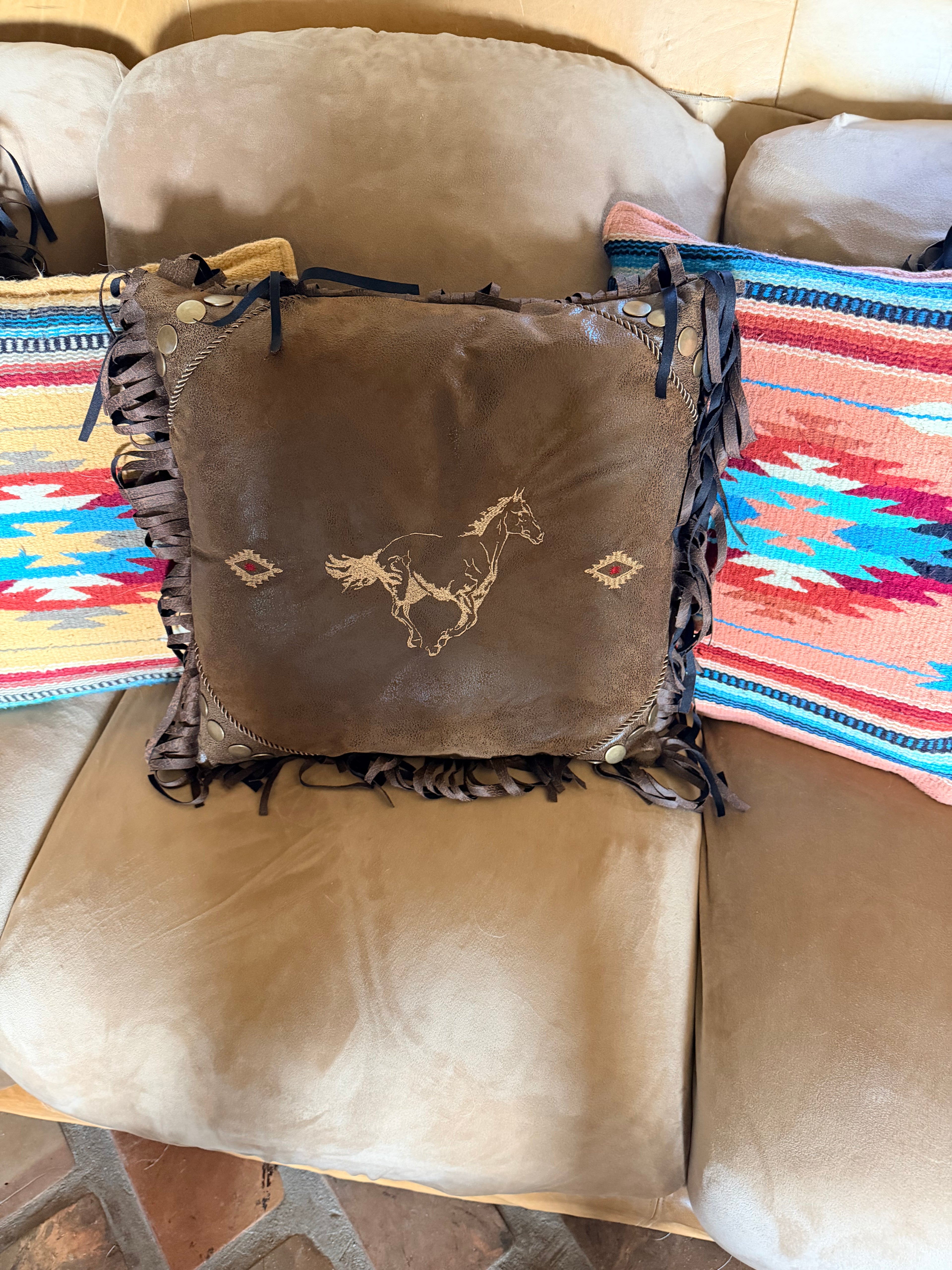 Embroidered Horse pillow