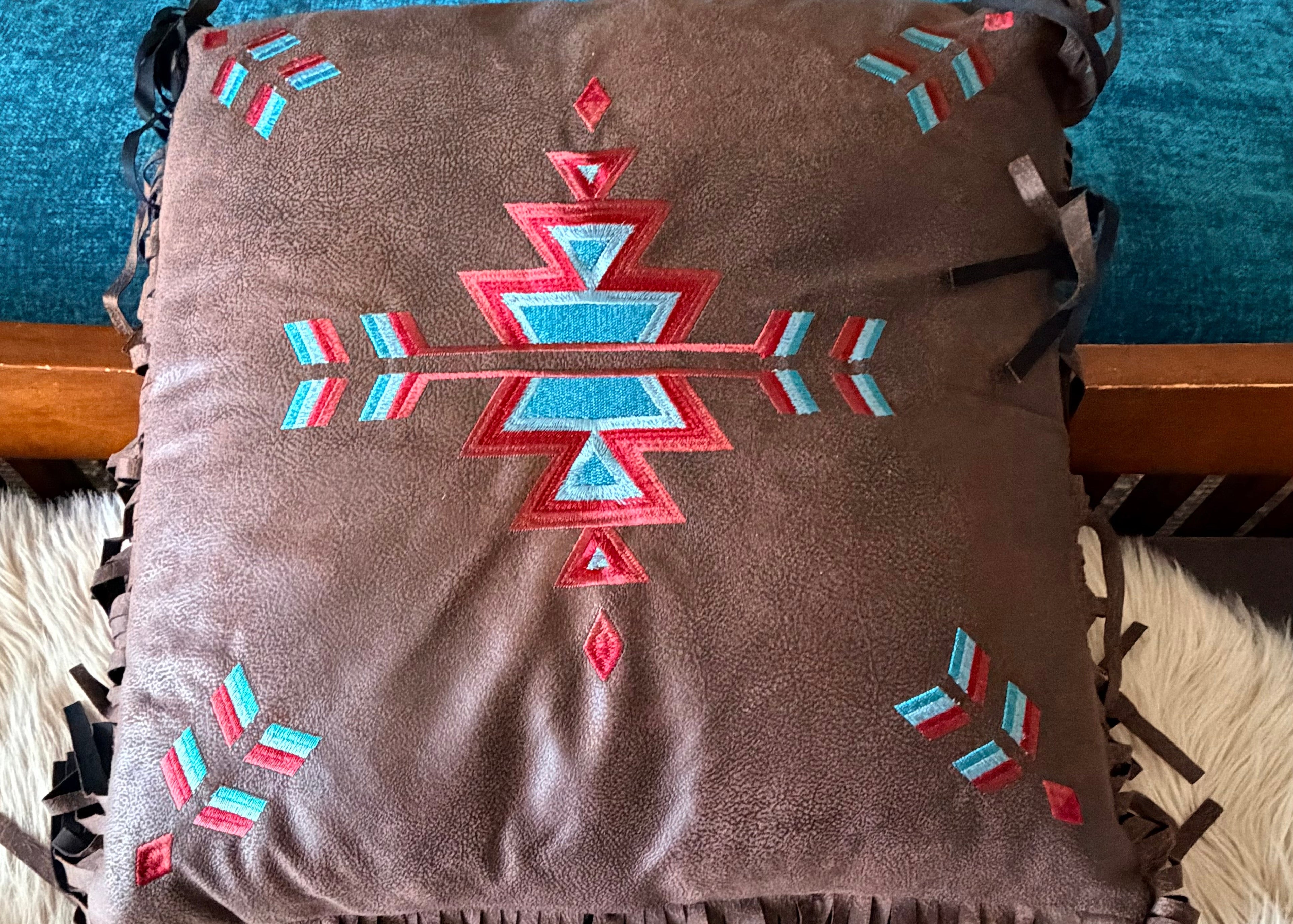 WESTERN AZTEC FRINGED PILLOW
