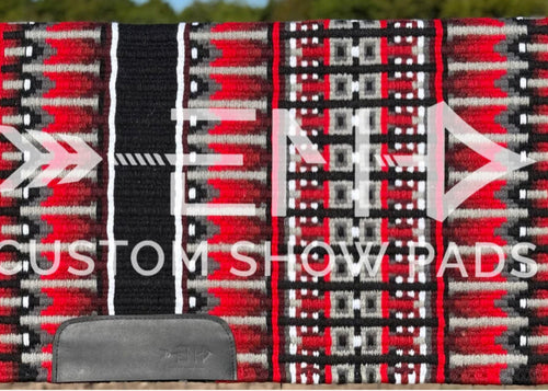 Em Custom Show Pads Bad Blood, black, white, grey & red tones, western show pad in stock 
