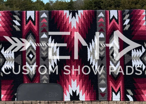 Em Custom Ranch Pads Be My Valentine, black, white, charcoal, grey, burgundy, garnet rose & pink tones, western ranch pad in stock

