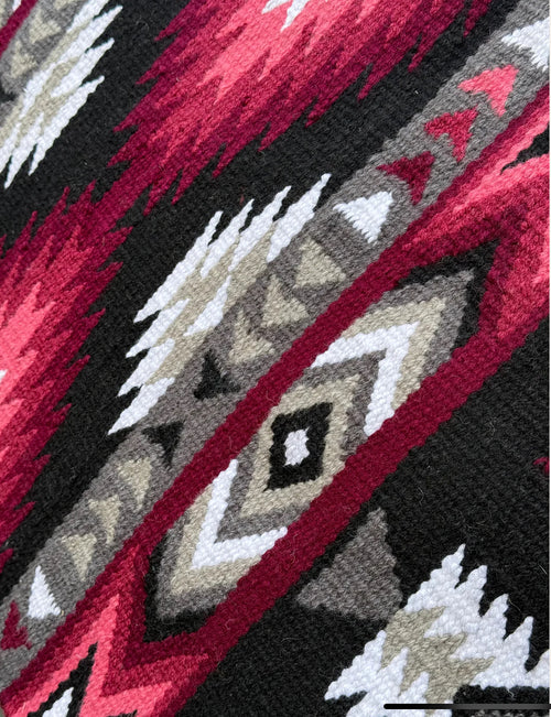 Em Custom Ranch Pads Be My Valentine, black, white, charcoal, grey, burgundy, garnet rose & pink tones, western ranch pad in stock detail