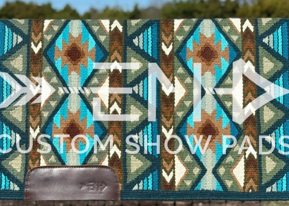 Em Custom Ranch Pads The Tough, teal, turquoise, aqua, olive, sage green, cream & buckskin tones, western ranch pad in stock