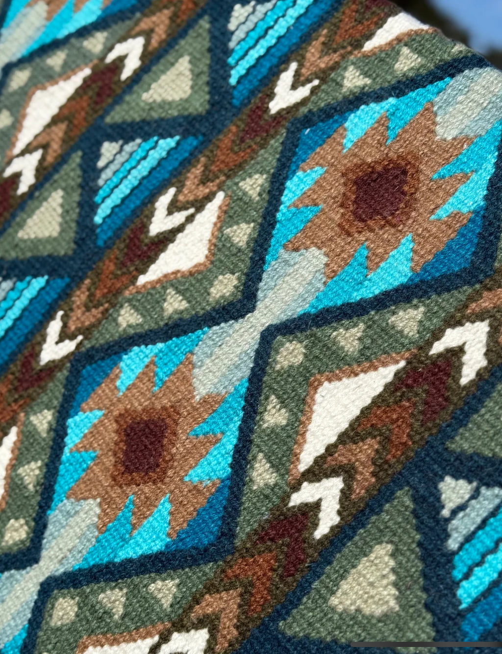Em Custom Ranch Pads The Tough, teal, turquoise, aqua, olive, sage green, cream & buckskin tones, western ranch pad in stock detail