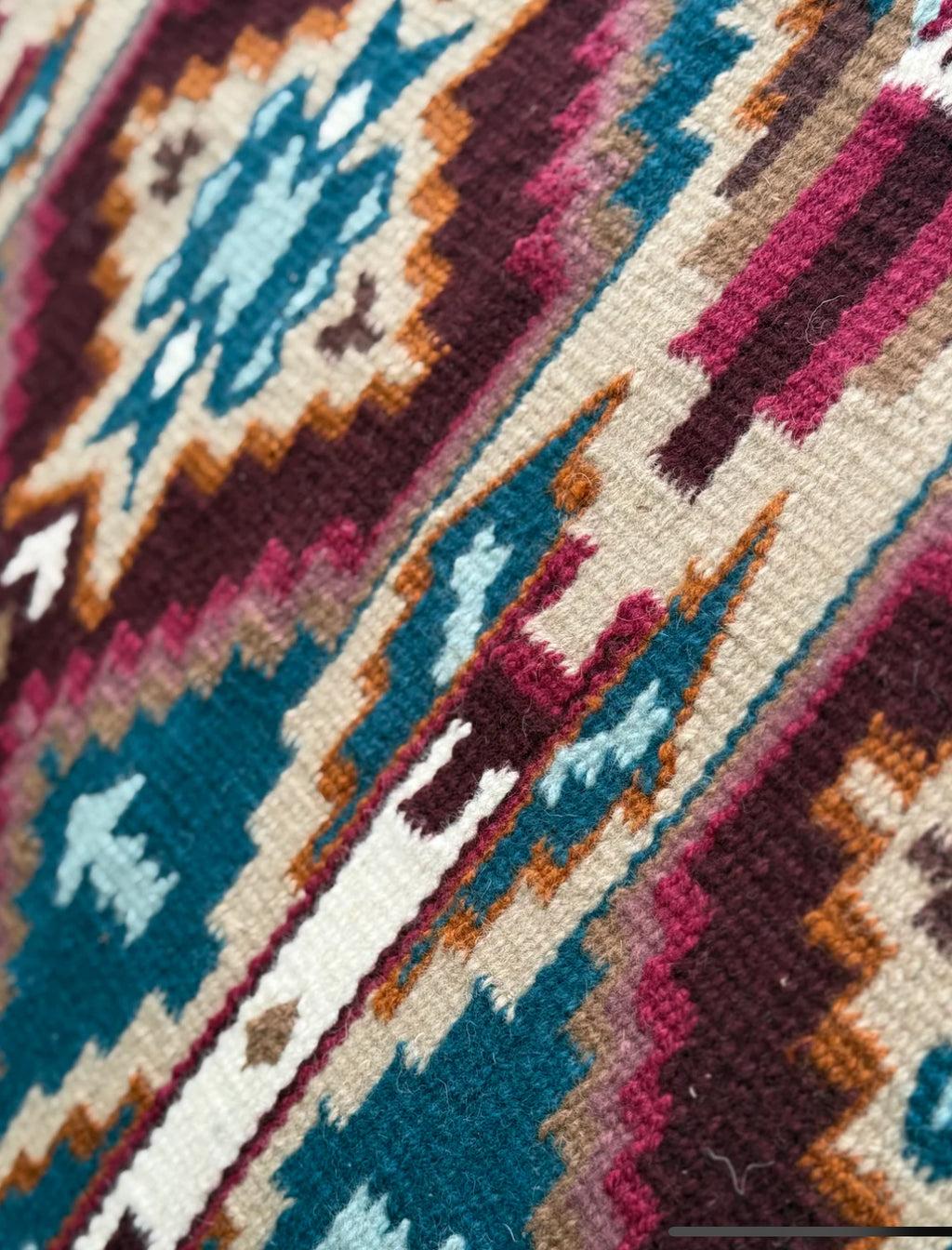 Em Custom Ranch Pads Give Me Butterflies, sand, rust, brown, taupe, cream, teal & mauve tones, western ranch pad in stock detail