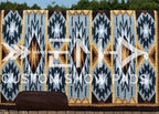 Em Custom Ranch Pads Down The Fence, espresso brown, caramel, honey, dark midnight, sky blue & white tones, western ranch pad in stock
