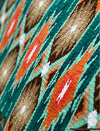 Em Custom Ranch Pads Desert Glow, dark ocean blue, teal, bright mint, white, chocolate, tan, orange & tangerine tones, western ranch pad in stock detail
