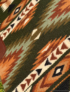 Em Custom Ranch Pads Bayou, dark army green, olive, sage, brown, caramel, buckskin, cream & black tones, western ranch pad in stock detail