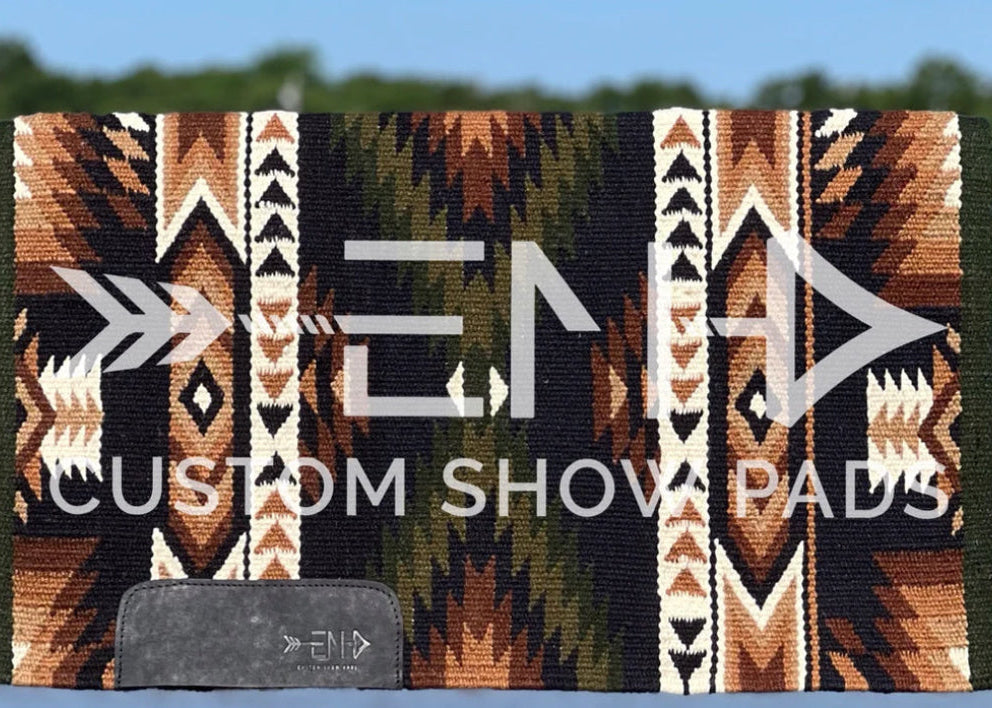 Em Custom Ranch Pads Fatal Attraction, black, cream, brown, caramel, buckskin, dark olive & army green tones, western ranch pad in stock