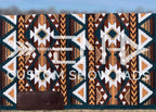Em Custom Ranch Pads Teal Cheetah, dark teal, espresso, white, caramel, tan, sand, taupe & brown tones, western ranch pad in stock
