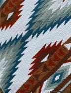 Em Custom Ranch Pads Best On Earth, brown, sand, buckskin, rust, white, denim blue, niagara blue & sky blue tones, western ranch pad in stock detail