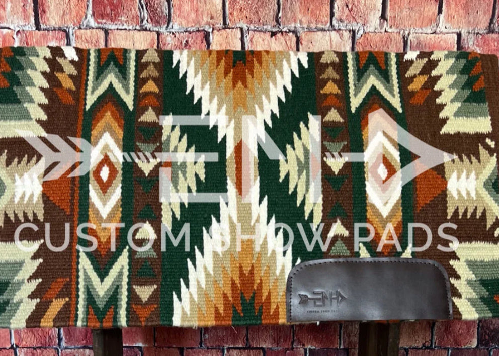 Em Custom Ranch Pads It's An Obsession, chocolate, forest green, pistachio, sage green, caramel, taupe, sand, rust & white tones, western ranch pad in stock
