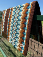 Em Custom Show Pads Patina Beauty, chocolate, rust & teal tones, western show pad in stock lifestyle 