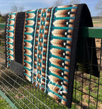 Em Custom Show Pads Priorities Black Ends, black, ocean teal & chocolate tones, western show pad in stock lifestyle 