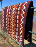Em Custom Show Pads Sundown Serenity, eggplant, rust & garnet rose tones, western show pad in stock lifestyle 
