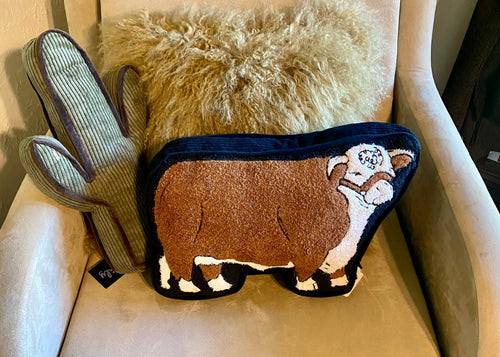 Cattle Talk Hereford cow pillow, western ranch style home decor #1