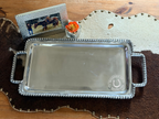 RECTANGLE ALUMINUM BEADED TRAY(with handles)
