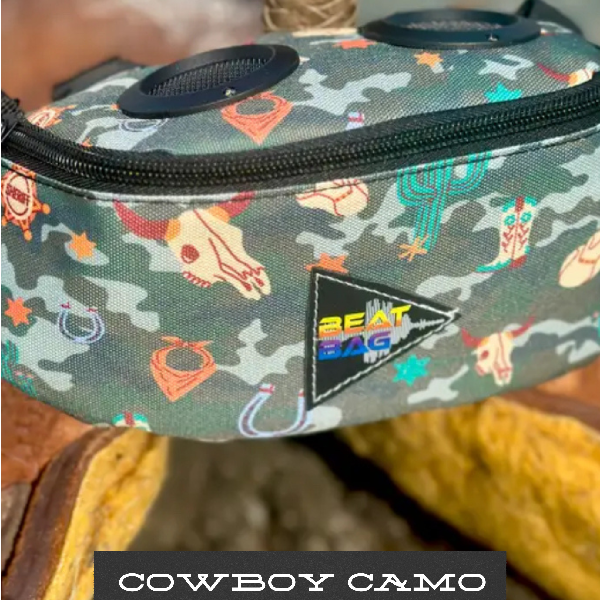 Beat Bags saddle horn Bluetooth speaker on saddle lifestyle, western cowboy tech in stock
