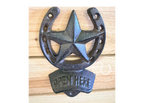 WESTERN STAR HORSESHOE BOTTLE OPENER WALL MOUNT CAST IRON