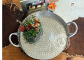 18” HAMMERED ALUMINUM TRAY ROUND SCALLOPED EDGE