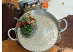 18” HAMMERED ALUMINUM TRAY ROUND SCALLOPED EDGE