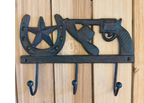 COWBOY 3-HOOK WALL RACK CAST IRON