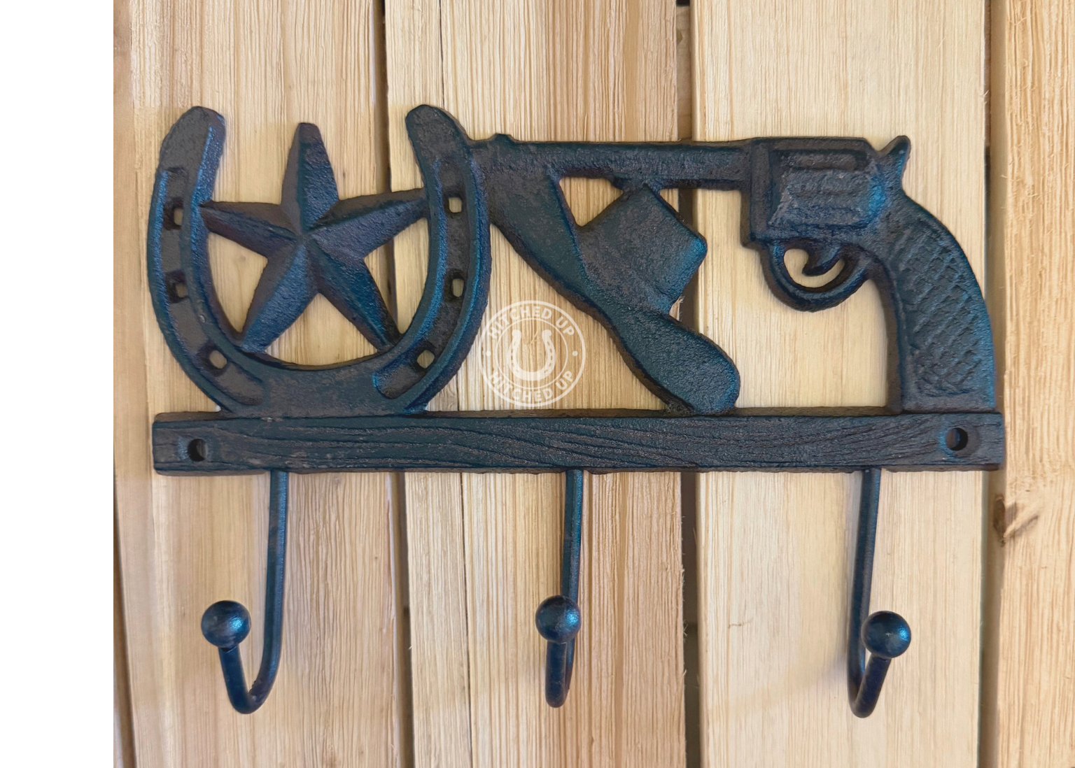 COWBOY 3-HOOK WALL RACK CAST IRON