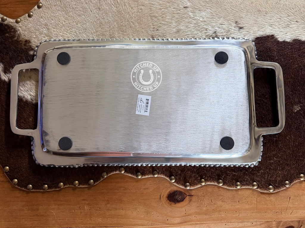 RECTANGLE ALUMINUM BEADED TRAY(with handles)