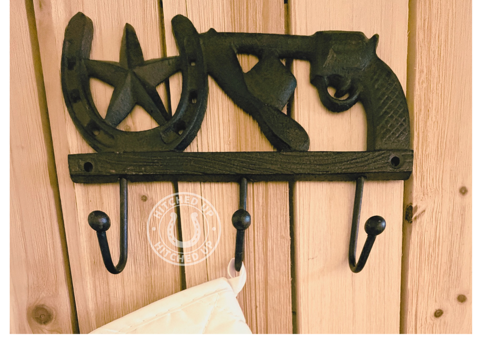 COWBOY 3-HOOK WALL RACK CAST IRON