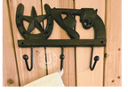 COWBOY 3-HOOK WALL RACK CAST IRON
