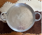 18” HAMMERED ALUMINUM TRAY ROUND SCALLOPED EDGE